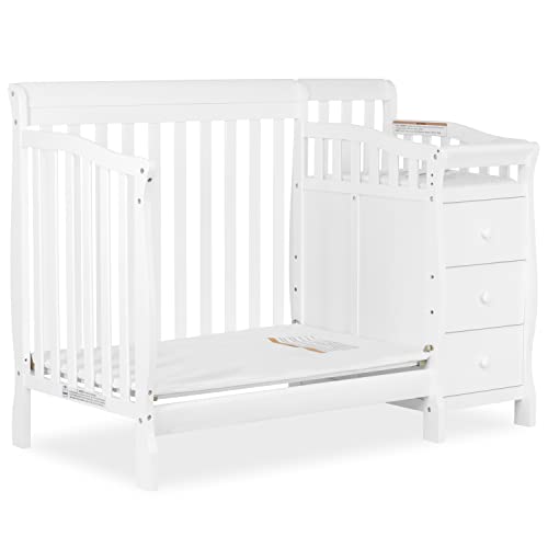 Dream On Me Jayden 4-in-1 Mini Convertible Crib And Changer in White, Greenguard Gold Certified, 56.75x29x41 Inch (Pack of 1)