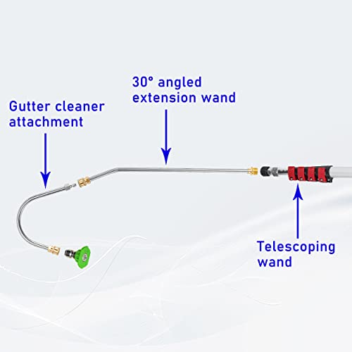 M MINGLE Telescoping Pressure Washer Wand, 20 Feet High Power Washer Telescopic Spray Wand with 2 Extension Wands, 5 Spray Nozzle Tips, 2 Couplers and Support Belt, 4000 PSI