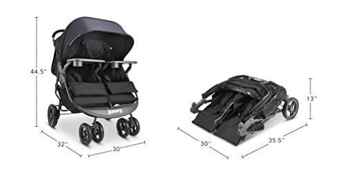 Joovy Scooter X2 with Tray, Double Stroller, Side by Side Stroller, Stroller for Twins, Large Storage Basket, Black