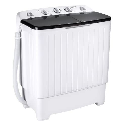ENGiNDOT Portable Washing Machine, 7.7Lbs/3.5Kg Fully Automatic Compact Washer with Drain Pump, 10 Wash Programs, LED Display, Air Dry Mode, Ideal Laundry Washing Machine for Apartment/RV/Dorm/Camping (Twin-tub)