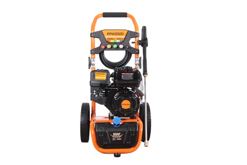 PROYAMA Gas Powered Pressure Washer 3500PSI 2.6GPM 230CC Brass Pump US Brand 2 Year Warranty with Soap Tank Five Nozzle Set and Dust Cover PPW3500 Gas Power Washer Extreme Heavy Duty