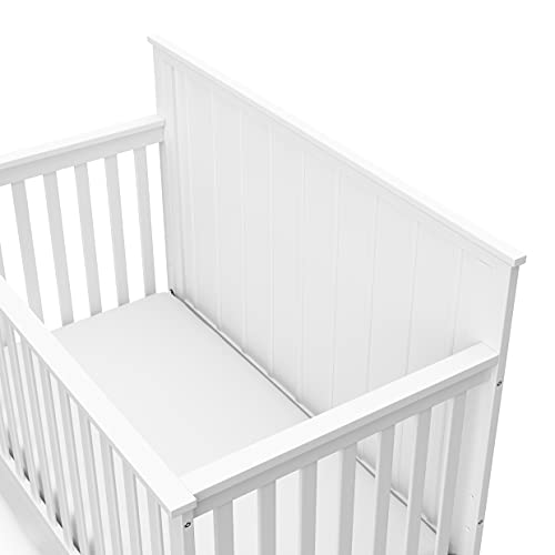 Storkcraft Forrest 5-in-1 Convertible Crib with Drawer (White) – GREENGUARD Gold Certified, Crib with Drawer Combo, Full-Size Nursery Storage Drawer, Converts to Toddler Bed, Daybed and Full-Size Bed
