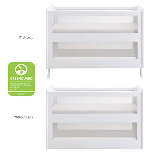 BreathableBaby Breathable Mesh 3-in-1 Convertible Crib (Toddler Bed Kit Sold Separately) — White — Two Adjustable Mattress Heights — Greenguard Gold Certified
