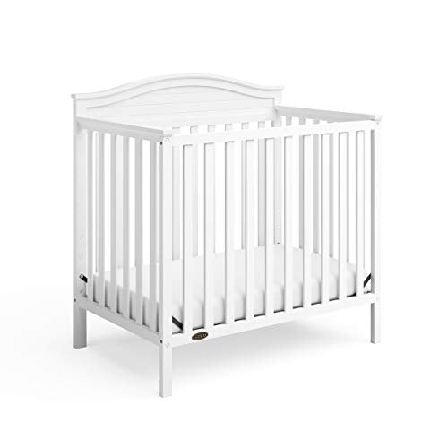 Graco Stella 4-in-1 Convertible Mini Crib (White) – GREENGUARD Gold Certified, Converts to Daybed and Twin-Size Bed, Includes Bonus 2.75-inch Mini Crib Mattress, Mini Crib with Mattress Included