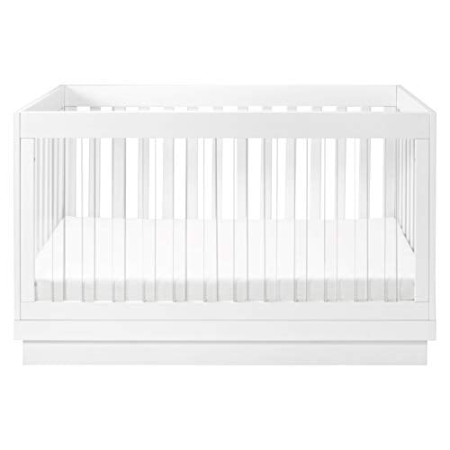 Babyletto Harlow Acrylic 3-in-1 Convertible Crib with Toddler Bed Conversion Kit in White with Acrylic Slats, Greenguard Gold Certified