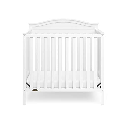 Graco Stella 4-in-1 Convertible Mini Crib (White) – GREENGUARD Gold Certified, Converts to Daybed and Twin-Size Bed, Includes Bonus 2.75-inch Mini Crib Mattress, Mini Crib with Mattress Included