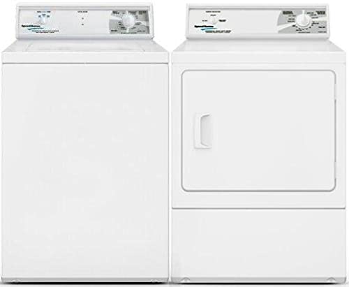 Speed Queen Top Load LWN432SP115TW01 26"" Washer with Front Load LDE30RGS173TW01 27"" Electric Dryer Commercial Laundry Pair in White