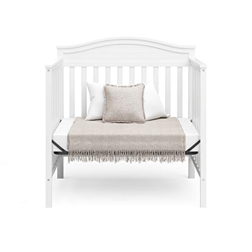 Graco Stella 4-in-1 Convertible Mini Crib (White) – GREENGUARD Gold Certified, Converts to Daybed and Twin-Size Bed, Includes Bonus 2.75-inch Mini Crib Mattress, Mini Crib with Mattress Included