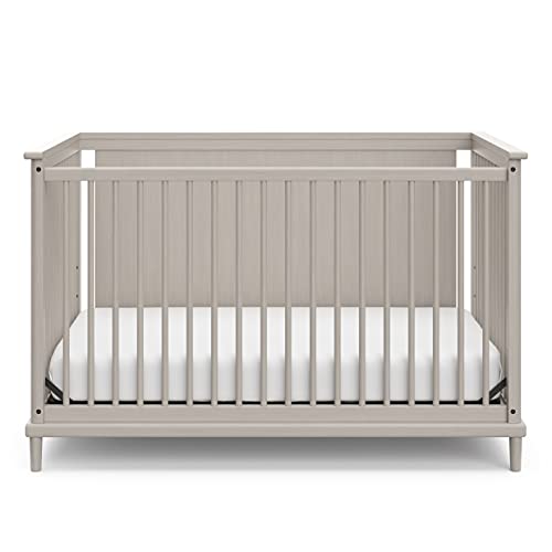 Storkcraft Timeless 5-in-1 Convertible Crib with Bonus - Transforms into Playhouse - Converts to Toddler Bed, Full-Size Bed Mattress Not Included, Brushed Fog