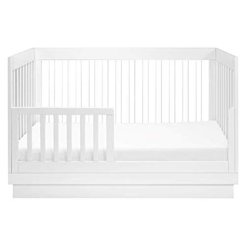 Babyletto Harlow Acrylic 3-in-1 Convertible Crib with Toddler Bed Conversion Kit in White with Acrylic Slats, Greenguard Gold Certified