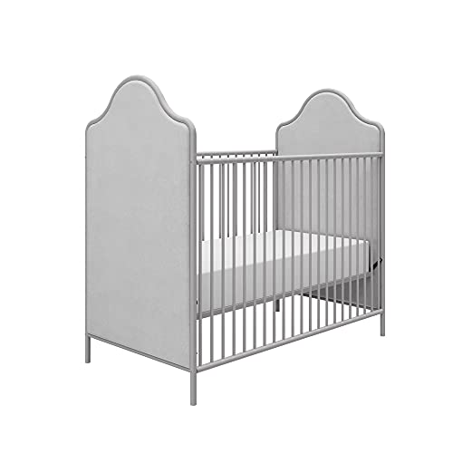 Little Seeds Piper Upholstered Convertible Metal Crib, Nursery Furniture, Dove Gray
