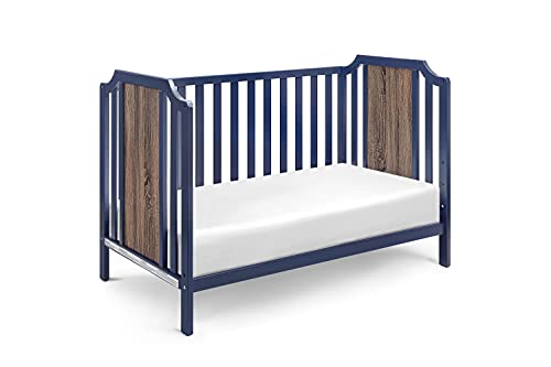 Suite Bebe Brees Convertible Island Crib in Midnight Blue and Vintage Walnut , 53.5x37.5x30.5 Inch (Pack of 1)