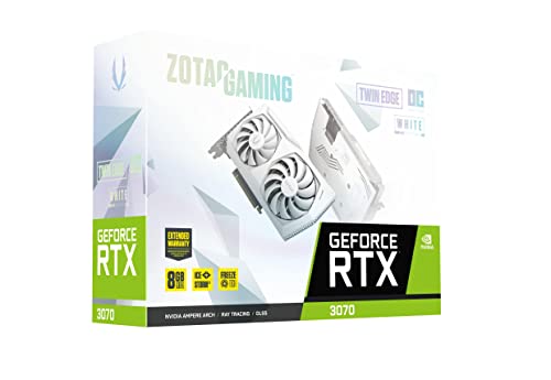 ZOTAC GAMING GeForce RTX™ 3070 Twin Edge OC White Edition LHR 8GB GDDR6 256-bit 14 Gbps PCIE 4.0 Gaming Graphics Card, IceStorm 2.0 Advanced Cooling, White LED Logo Lighting, ZT-A30700J-10PLHR