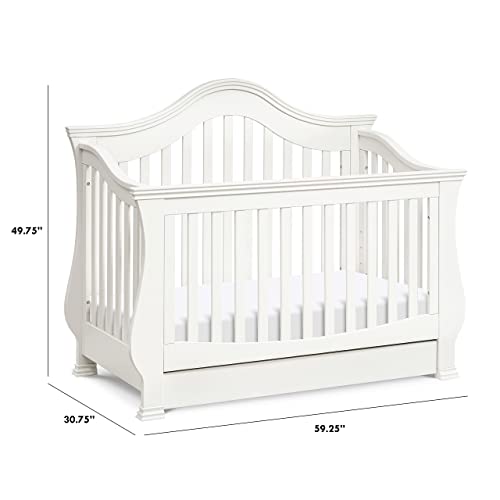 Million Dollar Baby Classic Ashbury 4-in-1 Convertible Crib with Toddler Bed Conversion Kit in White, Greenguard Gold Certified