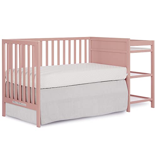 Dream On Me Synergy Convertible Crib and Changer in Dusty Pink