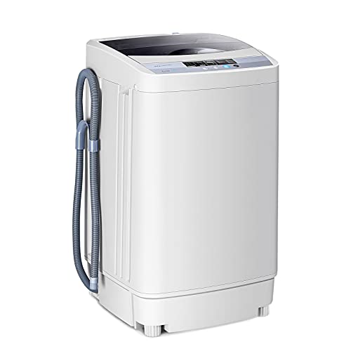 Casart Washing Machine Portable Compact 9.92lbs Capacity Full-Automatic W/Drain Pump,10 programs 8 Water Level 1.34 Cu.ft Cloth Washer and Spinner