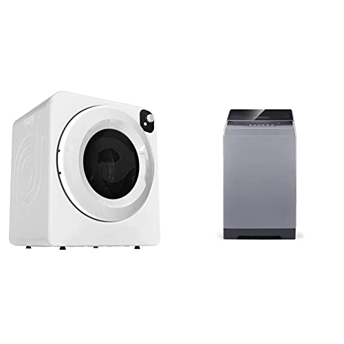Panda Portable Compact Electric Cloth Dryer, 13.2lbs, White and Black PAN202MT & COMFEE’ 1.6 Cu.ft Portable Washing Machine, 11lbs Capacity Fully Automatic Compact Washer, Magnetic Gray