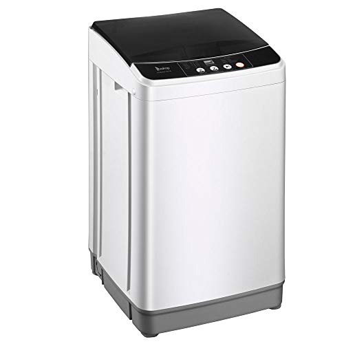 YYAO Full-Automatic Washing Machine Portable Compact Washer 10 Lbs Laundry Washer Spin with Drain Pump,10 programs 8 Water Level Selections with LED Display,Gray
