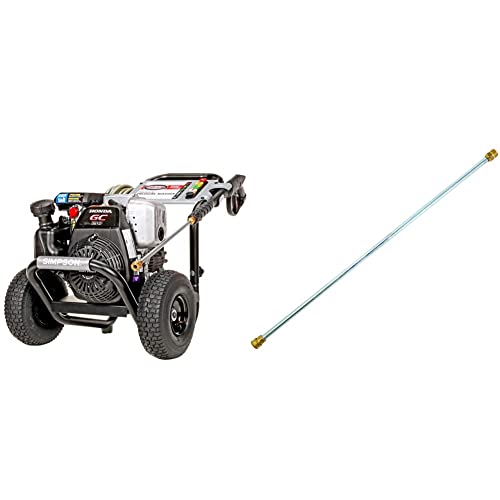 SIMPSON Cleaning MSH3125 MegaShot 3200 PSI Gas Pressure Washer, 2.5 GPM, (49-State) & 80479 Universal 31-Inch Pressure Washer Wand for Cold Water Use up to 4500 PSI, Silver