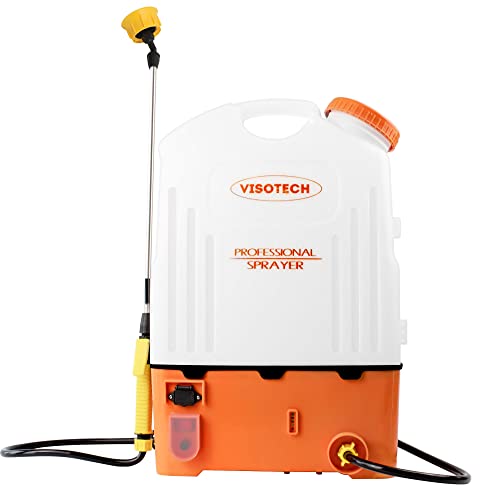 VISOTECH Battery Powered Sprayer, High Pressure Gardening Sprayer, Powerful Backpack Sprayer with Adjustable Nozzles, Electric Sprayer in Garden and Lawn (4.2 Gallon)