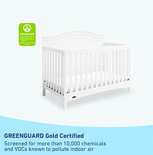 Graco Paris 5-in-1 Convertible Crib (White) – GREENGUARD Gold Certified, Converts to Toddler Bed, Daybed and Full-Size Bed, Fits Standard Full-Size Crib Mattress, Adjustable Mattress Support Base