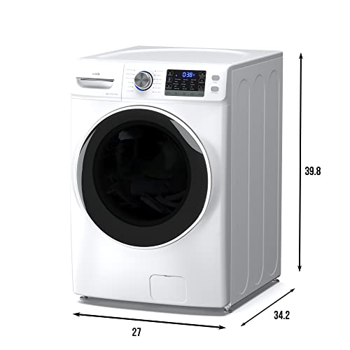 KoolMore FLW-5CWH 27" Front Load X-Large 4.5 Cu. Ft Machine with Quiet Inverter Motor, Steam and Water Plus Functions, 20-Minute Quick, 12 Washing Cycles [120V], White