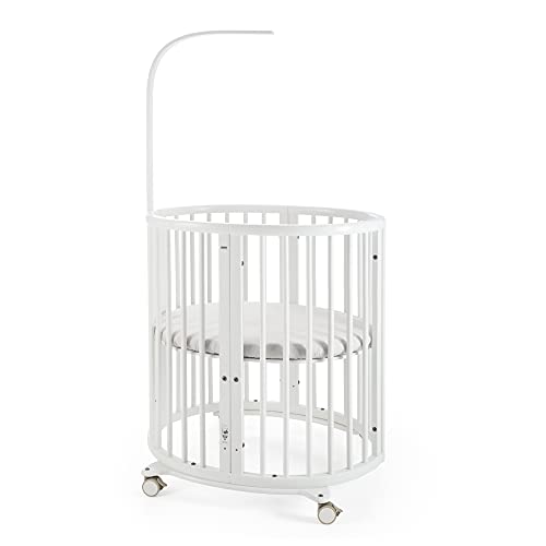Stokke Sleepi White Adjustable Oval Mini Baby Crib Bundle with Mattress