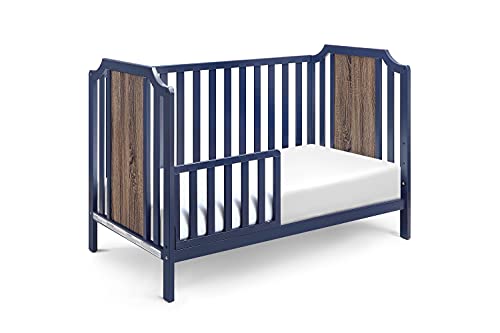 Suite Bebe Brees Convertible Island Crib in Midnight Blue and Vintage Walnut , 53.5x37.5x30.5 Inch (Pack of 1)