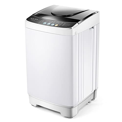 AOLIER Portable Washing Machine, 13.2Lbs Capacity Fully automatic Portable Washer, 0.96 Cu.ft Compact Laundry Washer with 10 Programs 8 Water Level Options LED and Drain Pump, Portable Washer Machine Suitable for Families, Dormitories, Apartments and Camp