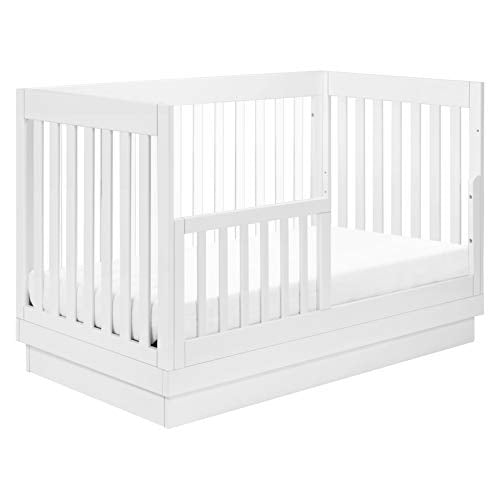 Babyletto Harlow Acrylic 3-in-1 Convertible Crib with Toddler Bed Conversion Kit in White with Acrylic Slats, Greenguard Gold Certified