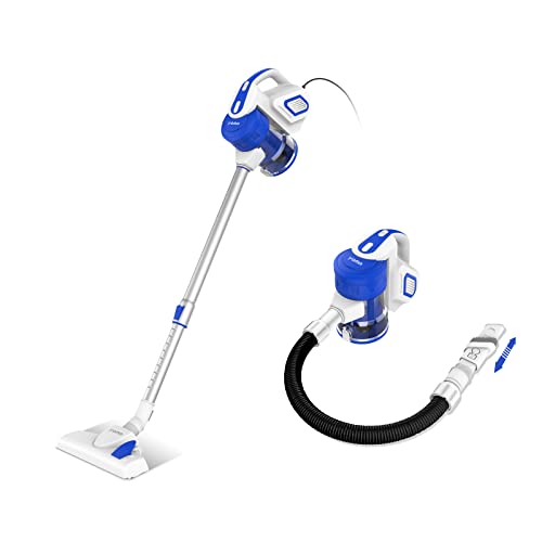 Yoma Corded Stick Vacuum Cleaner with 18KPA Powerful Suction, 600W Corded Handheld Vac Lightweight with Versatile Attachment for Hardwood Floors & Stair and Pet Hair, M2252 Ocean Blue