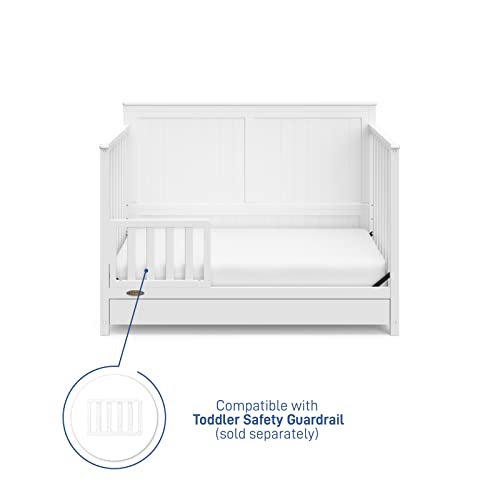 Graco Hadley 5-in-1 Convertible Crib with Drawer (White) – GREENGUARD Gold Certified, Crib with Drawer Combo, Full-Size Nursery Storage Drawer, Converts to Toddler Bed, Daybed and Full-Size Bed