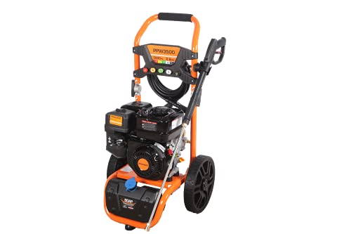 PROYAMA Gas Powered Pressure Washer 3500PSI 2.6GPM 230CC Brass Pump US Brand 2 Year Warranty with Soap Tank Five Nozzle Set and Dust Cover PPW3500 Gas Power Washer Extreme Heavy Duty
