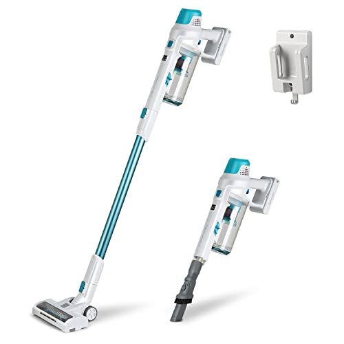 Kenmore DS4065 Cordless Stick Vacuum Lightweight Cleaner 2-Speed Power Suction LED Headlight 2-in-1 Handheld for Hardwood Floor, Carpet & Dog Hair, Blue