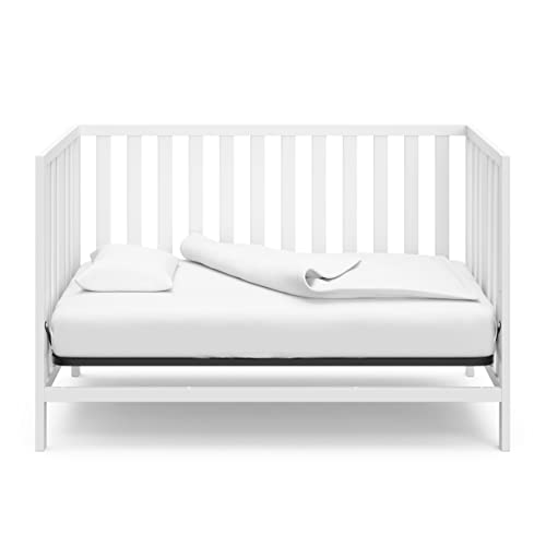 Storkcraft Pacific 4-in-1 Convertible Crib -(White) – Converts from Baby Crib to Toddler Bed, Daybed and Full-Size Bed, Fits Standard Full-Size Crib Mattress, Adjustable Mattress Support Base