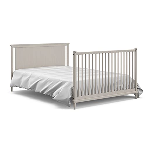 Storkcraft Timeless 5-in-1 Convertible Crib with Bonus - Transforms into Playhouse - Converts to Toddler Bed, Full-Size Bed Mattress Not Included, Brushed Fog