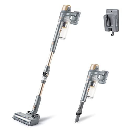 Kenmore DS4095 21.6V Cordless Stick Vacuum Lightweight Cleaner with 2-Speed Power Control, LED Headlight, Converts to Handheld for Hardwood Floors, Carpet & Pet Hair, Brushless w/EasyReach Wand, Gold