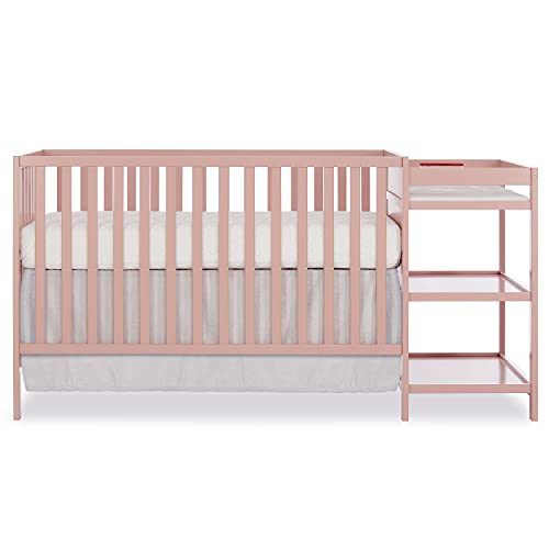 Dream On Me Synergy Convertible Crib and Changer in Dusty Pink
