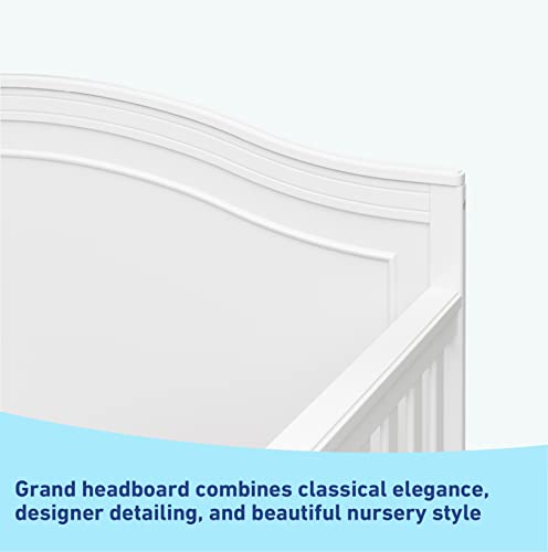 Graco Paris 5-in-1 Convertible Crib (White) – GREENGUARD Gold Certified, Converts to Toddler Bed, Daybed and Full-Size Bed, Fits Standard Full-Size Crib Mattress, Adjustable Mattress Support Base