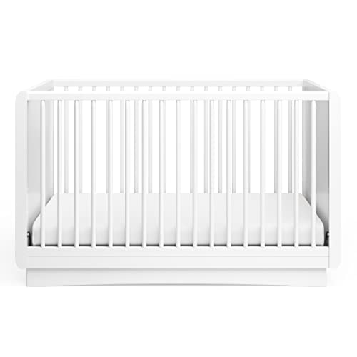 Storkcraft Skye 3-in-1 Convertible Crib (White) - Converts from Baby Crib to Toddler Bed and Daybed, Fits Standard Full-Size Crib Mattress, Adjustable Mattress Support Base