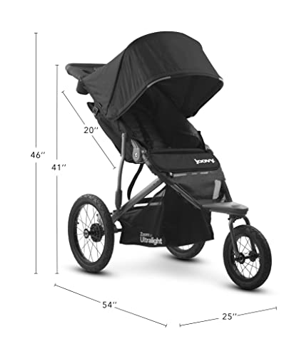 Joovy Zoom 360 Ultralight Jogging Stroller, Large Canopy, Lightweight Jogger, Extra Large Air Filled Tires, Black