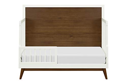 Babyletto Palma 4-in-1 Convertible Crib with Toddler Bed Conversion Kit in Warm White/Natural Walnut, Greenguard Gold Certified