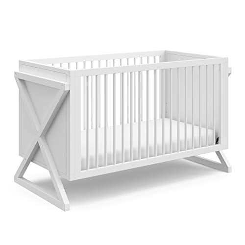 Storkcraft Equinox Convertible Crib (White) – Modern Baby Crib For Nursery, Contemporary Design, Fits Standard Full-Size Crib Mattress, Converts To Toddler Bed (Compatible With Guardrails) And Daybed