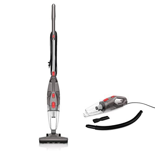Corded Stick Vacuum, Hardwood Floor Vacuum with 450W Powerful Suction, 4-in-1 Small Vacuum Cleaner with HEPA Filters, Perfect for Hard Floor Pet Hair Home Apartments Dorms Small Spaces