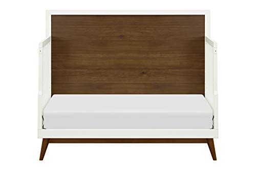 Babyletto Palma 4-in-1 Convertible Crib with Toddler Bed Conversion Kit in Warm White/Natural Walnut, Greenguard Gold Certified