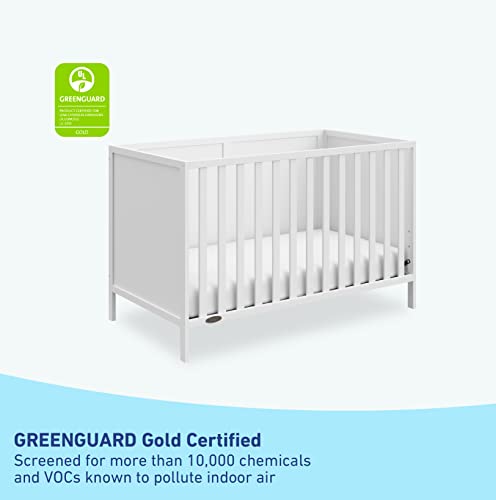 Graco Theo Convertible Crib (White) – GREENGUARD Gold Certified, Converts from Baby Crib to Toddler Bed and Daybed, Fits Standard Full-Size Crib Mattress, Adjustable Mattress Support Base