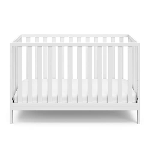Storkcraft Pacific 4-in-1 Convertible Crib -(White) – Converts from Baby Crib to Toddler Bed, Daybed and Full-Size Bed, Fits Standard Full-Size Crib Mattress, Adjustable Mattress Support Base