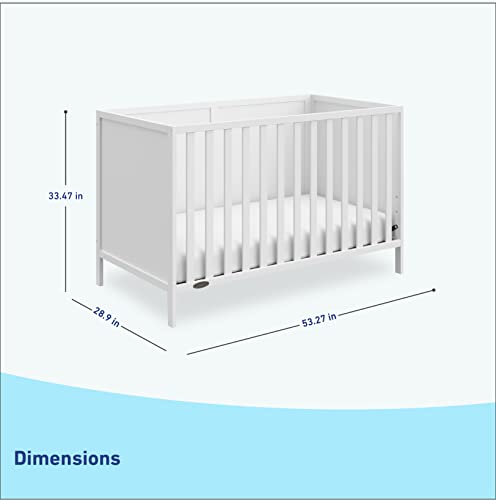 Graco Theo Convertible Crib (White) – GREENGUARD Gold Certified, Converts from Baby Crib to Toddler Bed and Daybed, Fits Standard Full-Size Crib Mattress, Adjustable Mattress Support Base