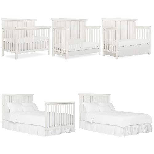 Sweetpea Baby Red Wood 4-in-1 Convertible Crib in Weathered White, Greenguard Gold Certified , 58x30x47 Inch (Pack of 1)
