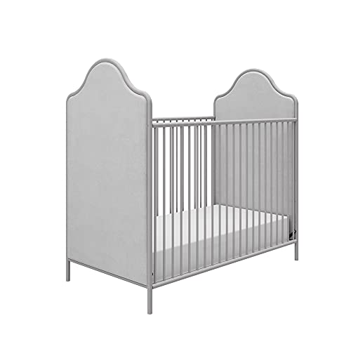 Little Seeds Piper Upholstered Convertible Metal Crib, Nursery Furniture, Dove Gray